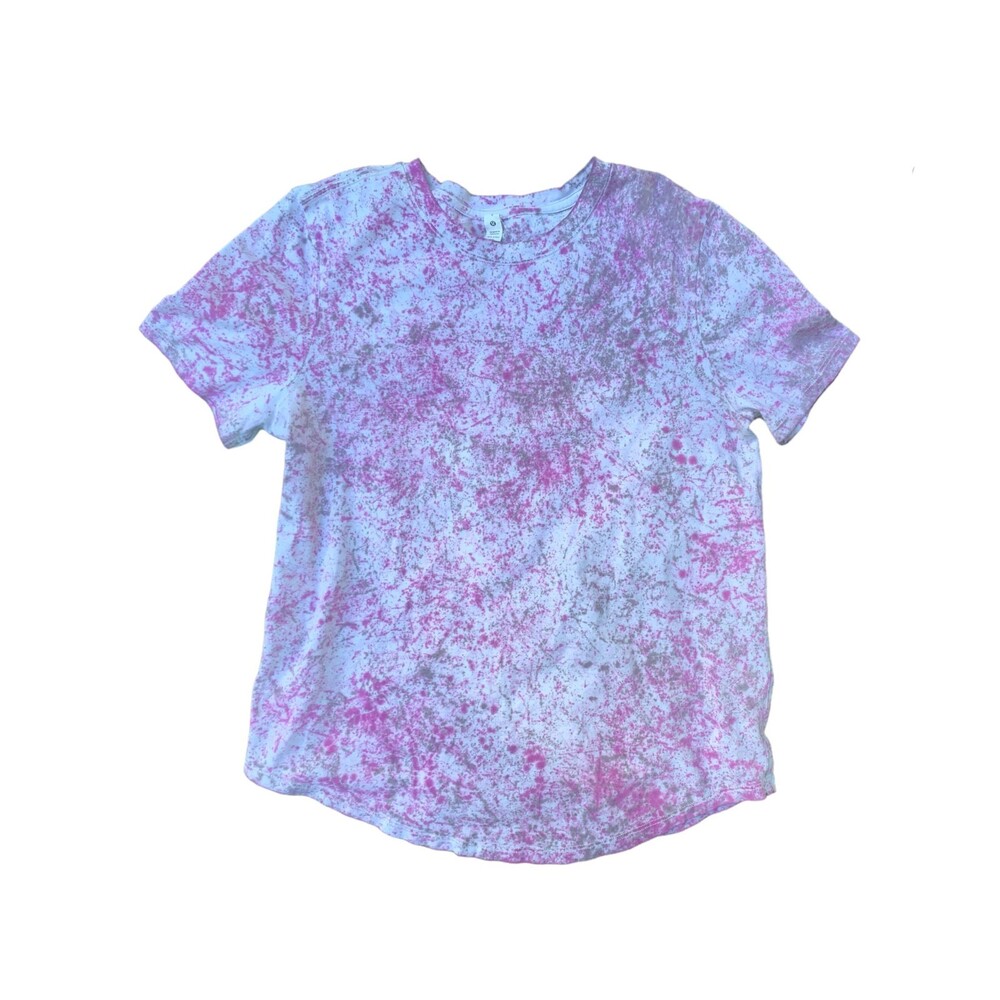 Lululemon, Women's Love Crew T-Shirt, White/Pink/Gray Splatter, Size 6, Used